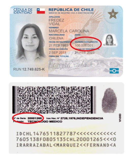 Ejemplo de número de documento