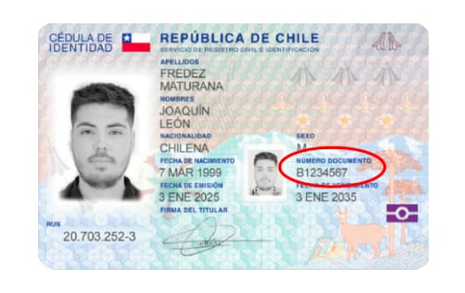 Ejemplo de número de documento